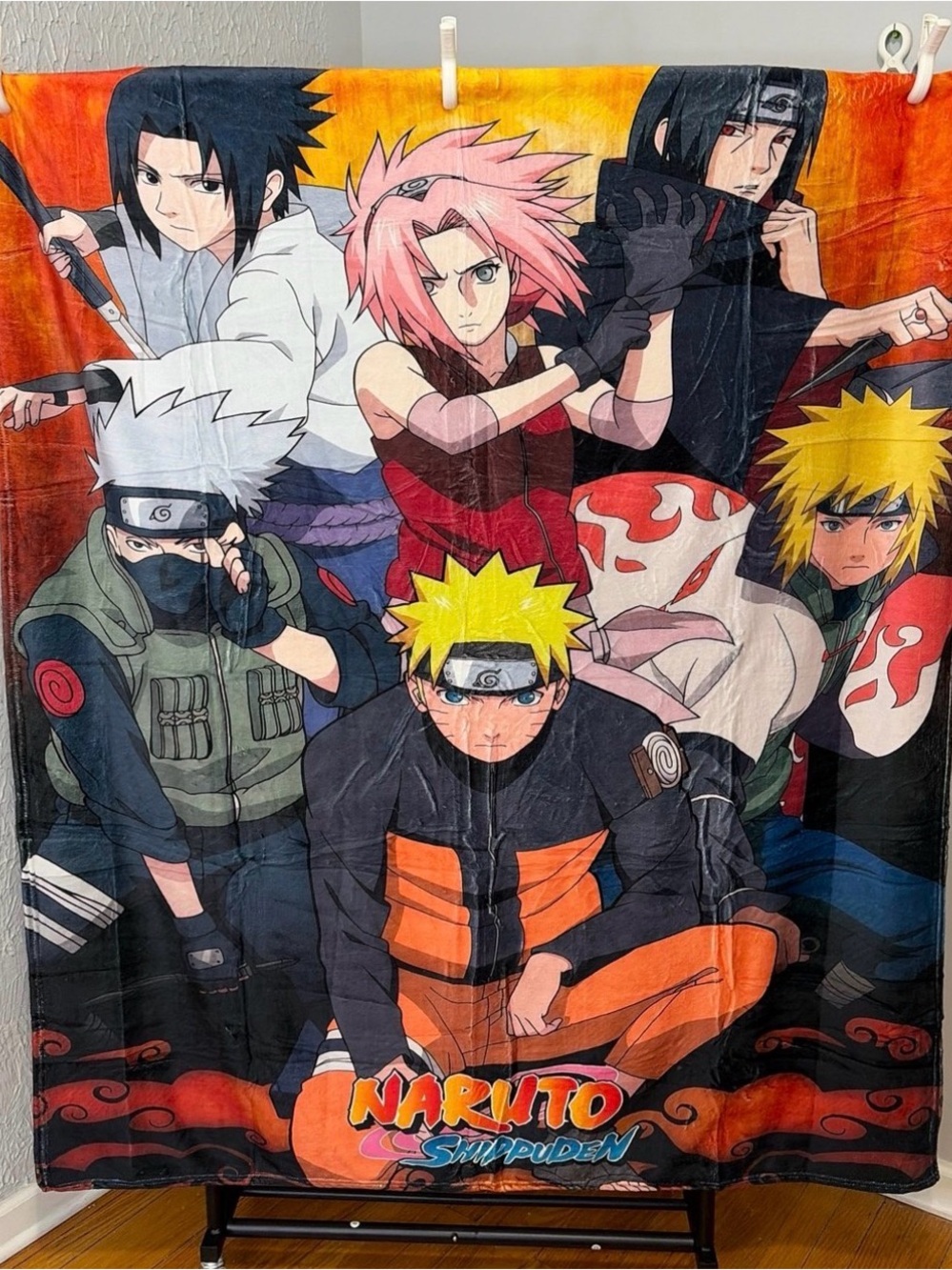Naruto Shippuden Plush Throw Blanket - Orange, Black, Yellow